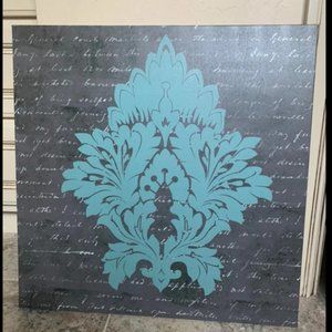 Canvas Art Print 22x22 Black, Blue French Theme